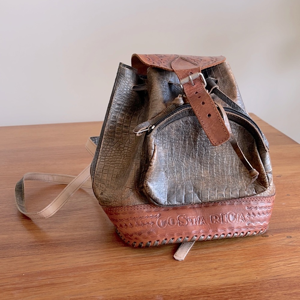 Vintage leather handmade mini backpack Costa Rica